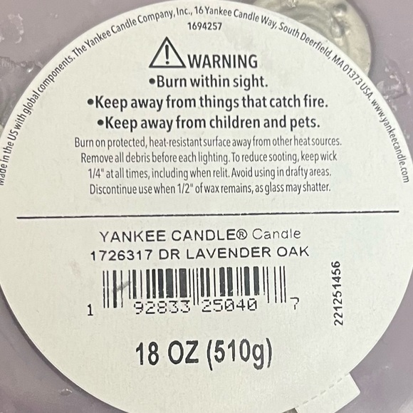 Yankee Candle Accents Nwt Yankee Candle 3 Wicks Dried Lavender Oak